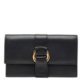 カルティエ トリニティ リボン 三つ折り長財布 ブラック レザー レディース CARTIER 【中古】