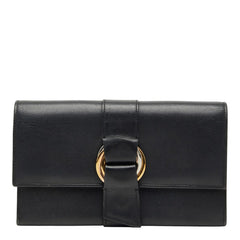 カルティエ トリニティ リボン 三つ折り長財布 ブラック レザー レディース CARTIER 【中古】