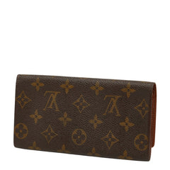 ルイ ヴィトン モノグラム ポルト カルト クレディ 長財布 長札入れ M61818 ブラウン PVC レザー レディース LOUIS VUITTON 【中古】