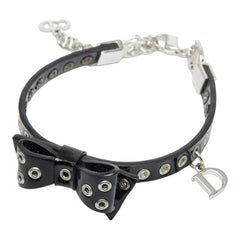 ディオール リボン ブレスレット ブラック パテントレザー メタル レディース Dior 【中古】