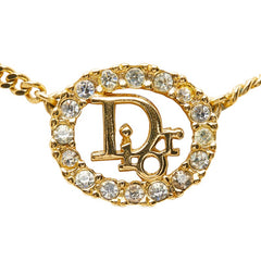 ディオール CDロゴ ヴィンテージ ペンダント チェーンネックレス ゴールド メッキ ラインストーン レディース Dior 【中古】
