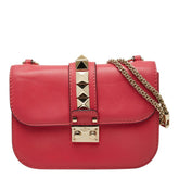 ヴァレンティノ ロックスタッズ チェーン ショルダーバッグ ピンク レザー レディース VALENTINO 【中古】