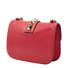 ヴァレンティノ ロックスタッズ チェーン ショルダーバッグ ピンク レザー レディース VALENTINO 【中古】