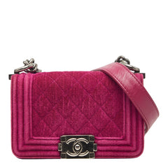 シャネル ココマーク ミニ ボーイシャネル チェーン ショルダーバッグ ピンク ベロア レザー レディース CHANEL 【中古】
