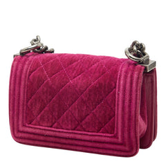 シャネル ココマーク ミニ ボーイシャネル チェーン ショルダーバッグ ピンク ベロア レザー レディース CHANEL 【中古】