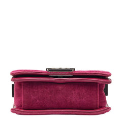 シャネル ココマーク ミニ ボーイシャネル チェーン ショルダーバッグ ピンク ベロア レザー レディース CHANEL 【中古】