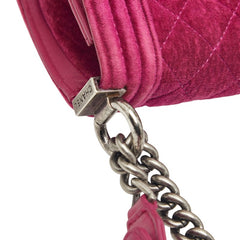 シャネル ココマーク ミニ ボーイシャネル チェーン ショルダーバッグ ピンク ベロア レザー レディース CHANEL 【中古】