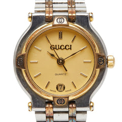 グッチ 腕時計 9000L クオーツ ゴールド文字盤 ステンレススチール メッキ レディース GUCCI 【中古】