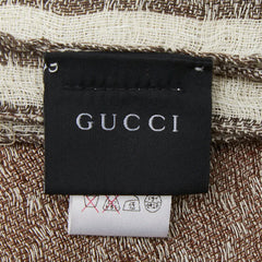 グッチ ストール 336385 ブラウン 麻・リネン コットン レディース GUCCI 【中古】