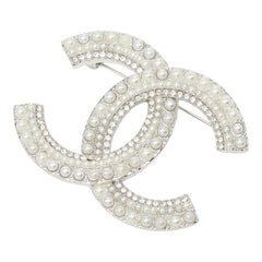 シャネル ココマーク ブローチ A18刻印 シルバー メタル フェイクパール ラインストーン レディース CHANEL 【中古】
