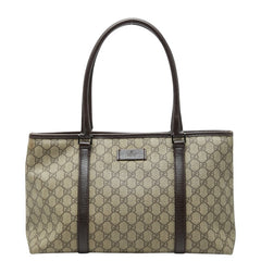 グッチ GGスプリーム ハンドバッグ トートバッグ ショルダーバッグ 114595 ベージュ ブラウン PVC レザー レディース GUCCI 【中古】