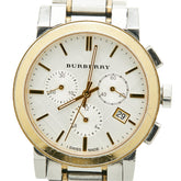 バーバリー 腕時計 クオーツ シルバー文字盤 ステンレススチール メッキ メンズ BURBERRY 【中古】