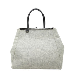 フェンディ トゥージュール ハンドバッグ トートバッグ 8BH251 グレー ブラック ウール レザー レディース FENDI 【中古】