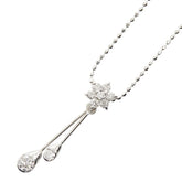 K14WG ホワイトゴールド ダイヤ0.34ct フラワーモチーフ ネックレス レディース 【中古】