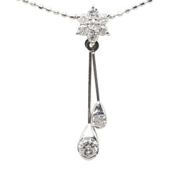 K14WG ホワイトゴールド ダイヤ0.34ct フラワーモチーフ ネックレス レディース 【中古】