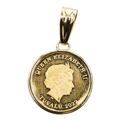 K24IG インゴット K18YG イエローゴールド ツバルホース 2022年 1/10oz エリザベス2世 15ドル金貨 ペンダントトップ ネックレス レディース 【中古】