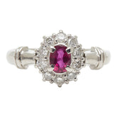 Pt900 プラチナ ルビー0.50ct ダイヤ0.32ct フラワーモチーフ リング 指輪 レディース 12号 【中古】