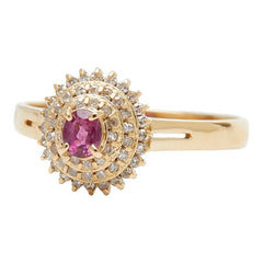 K18YG イエローゴールド ルビー0.25ct ダイヤ0.30ct リング 指輪 レディース 14.5号 【中古】