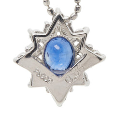 Pt900 プラチナ Pt850 プラチナ サファイア ダイヤ0.30ct 雪の結晶モチーフ ペンダント ネックレス レディース 【中古】
