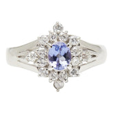 Pt900 プラチナ タンザナイト0.33ct ダイヤ 雪の結晶モチーフ リング 指輪 レディース 8号 【中古】