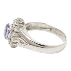 Pt900 プラチナ タンザナイト0.33ct ダイヤ 雪の結晶モチーフ リング 指輪 レディース 8号 【中古】