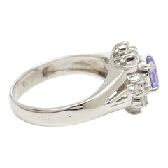 Pt900 プラチナ タンザナイト0.33ct ダイヤ 雪の結晶モチーフ リング 指輪 レディース 8号 【中古】