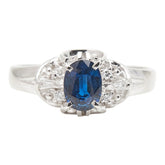 Pt900 プラチナ サファイア0.57ct ダイヤ0.05ct リング 指輪 レディース 9.5号 【中古】