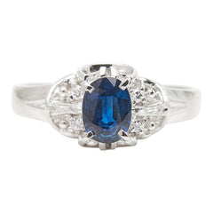 Pt900 プラチナ サファイア0.57ct ダイヤ0.05ct リング 指輪 レディース 9.5号 【中古】