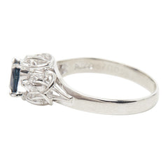 Pt900 プラチナ サファイア0.57ct ダイヤ0.05ct リング 指輪 レディース 9.5号 【中古】