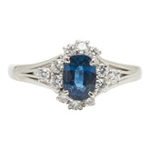 Pt900 プラチナ サファイア0.81ct ダイヤ0.33ct リング 指輪 レディース 16号 【中古】
