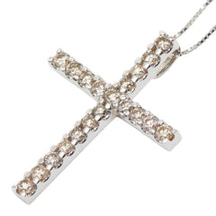 K14WG ホワイトゴールド ダイヤ0.70ct クロスモチーフ ペンダント ネックレス レディース 【中古】
