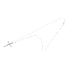 K14WG ホワイトゴールド ダイヤ0.70ct クロスモチーフ ペンダント ネックレス レディース 【中古】