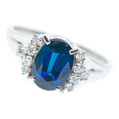 Pt900 プラチナ サファイア1.55ct ダイヤ0.14ct リング 指輪 レディース 9.5号 【中古】