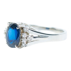Pt900 プラチナ サファイア1.55ct ダイヤ0.14ct リング 指輪 レディース 9.5号 【中古】