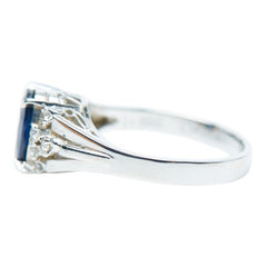 Pt900 プラチナ サファイア1.55ct ダイヤ0.14ct リング 指輪 レディース 9.5号 【中古】