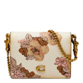 コーチ フラワー ミニ チェーン ウォレット マルチカラー ベージュ レザー レディース COACH 【中古】