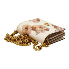 コーチ フラワー ミニ チェーン ウォレット マルチカラー ベージュ レザー レディース COACH 【中古】