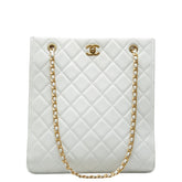 シャネル ココマーク マトラッセ チェーン トートバッグ ショルダーバッグ ホワイト キャビアスキン レディース CHANEL 中古