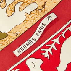 エルメス カレ90 EARLY AMERICA 古き良きアメリカ スカーフ レッド シルク レディース HERMES 【中古】