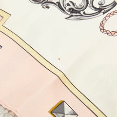 エルメス カレ90 LES CLES THE KEYS RARE 鍵柄 スカーフ 大判 ピンク ホワイト シルク レディース HERMES 【中古】