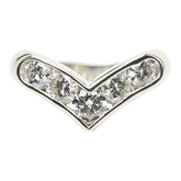 Pt900 プラチナ ダイヤ1.00ct V字リング リング 指輪 レディース 12号 【中古】