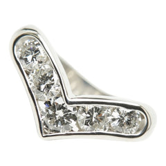 Pt900 プラチナ ダイヤ1.00ct V字リング リング 指輪 レディース 12号 【中古】