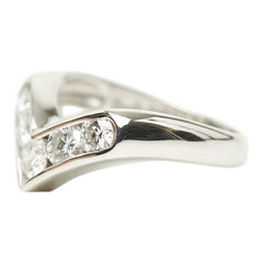 Pt900 プラチナ ダイヤ1.00ct V字リング リング 指輪 レディース 12号 【中古】