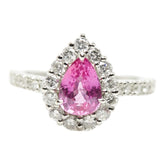 Pt900 プラチナ ピンクサファイア1.208ct ダイヤ0.70ct ペアーシェイプ しずく型 リング 指輪 レディース 9号 【中古】