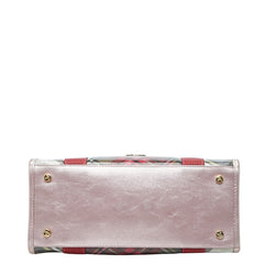 ヴィヴィアンウエストウッド チェック ハンドバッグ ピンク マルチカラー エナメル レザー レディース Vivienne Westwood 【中古】