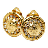ヴェルサーチェ メデューサ ラインストーン イヤリング ゴールド メッキ レディース VERSACE 【中古】