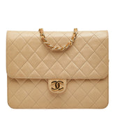 シャネル ココマーク マトラッセ チェーン ショルダーバッグ ベージュ レザー レディース CHANEL 中古