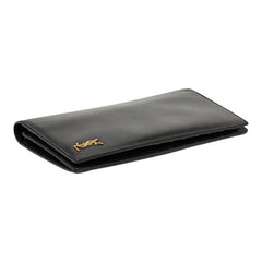 サンローラン YSLロゴ 二つ折り 長財布 ブラック レザー レディース SAINT LAURENT 【中古】