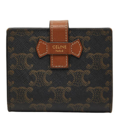 セリーヌ マカダム 二つ折り財布 ブラウン PVC レディース CELINE 【中古】