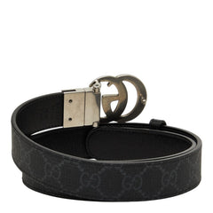 グッチ GGスプリーム インターロッキングG ベルト サイズ 75 30 643847 ブラック シルバー金具 PVC メンズ GUCCI 【中古】